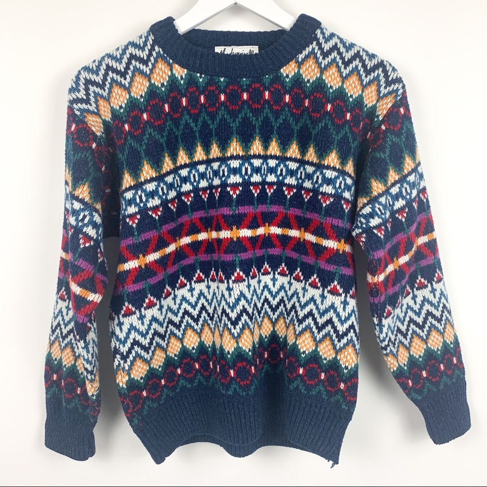 VTG Mademoiselle USA Chunky Stained Glass Sweater